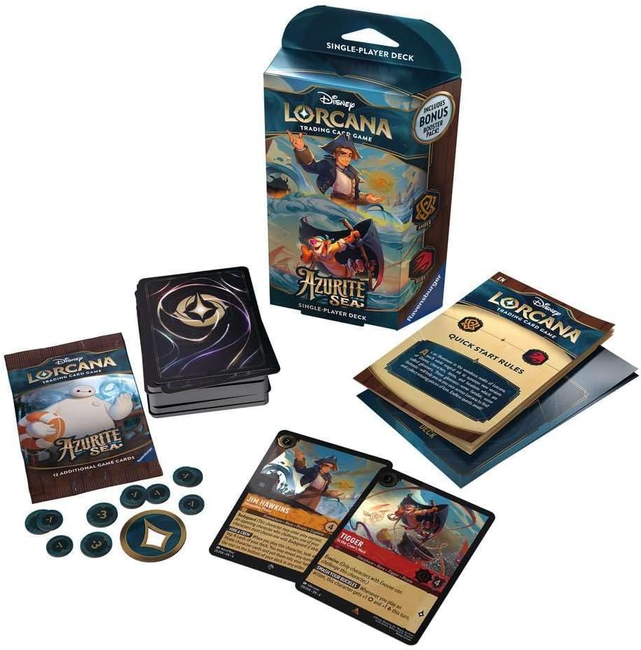 Ravensburger Disney Lorcana TCG: Azurite Sea - Amber & Ruby Single-Player Starter Deck | Engaging Gameplay | Over 200 Original Disney Artworks | Ideal for Ages 8+