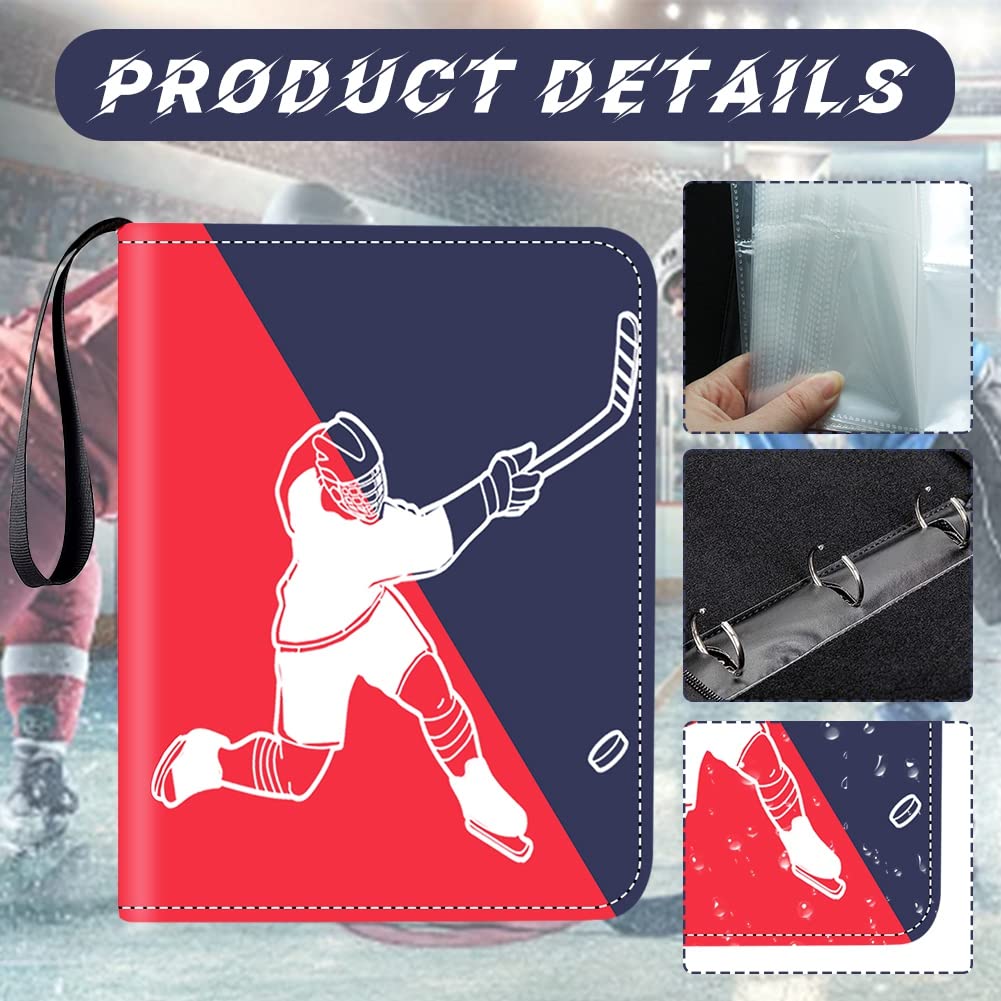 Hockey Card Binder,4-Pocket Trading Card Binder,400 Pockets Double Sided Pockets Trading Card Binder, for Hockey Cards and Display Storage Collection