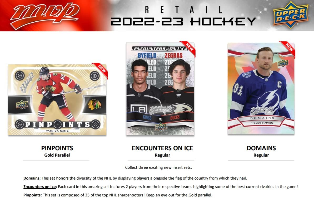 NHL Upper Deck 2022-23 MVP Hockey Trading Card BLASTER Box [15 Packs, Blaster-Exclusive Gold Script Parallels]