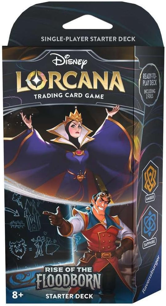 Ravensburger Disney Lorcana TCG: Rise of The Floodborn - Amber & Sapphire Single-Player Starter Deck | Engaging Gameplay | Over 200 Original Disney Artworks | Ideal for Ages 8+