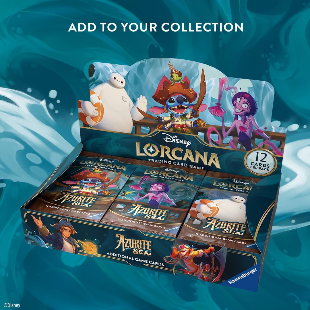 Ravensburger Disney Lorcana TCG: Azurite Sea Booster Pack Display | 24 Packs with 12 Trading Cards Each | Ideal for Collectors & Disney Fans | Suitable for Ages 8+