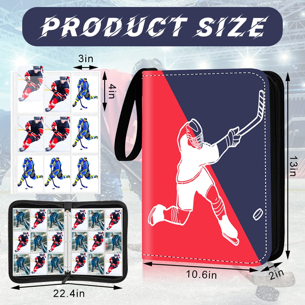 Hockey Card Binder,4-Pocket Trading Card Binder,400 Pockets Double Sided Pockets Trading Card Binder, for Hockey Cards and Display Storage Collection