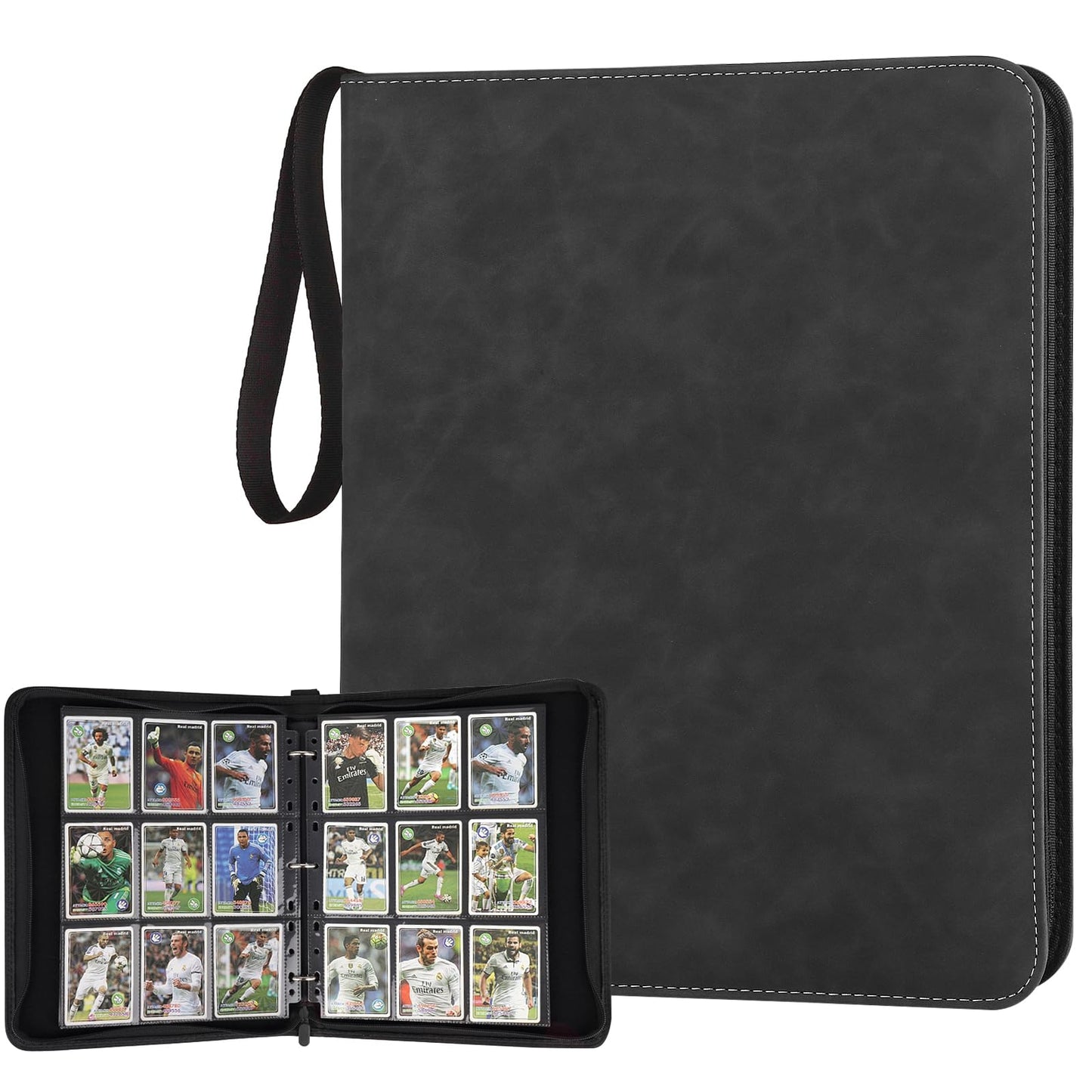 9 Pocket Card Binder, Premium Zip Trading Card Binder, 720 Double Sided Pocket PU Collection Binder, Collector Album, Card Folder for MTG, TCG, Sports Cards, (Black)