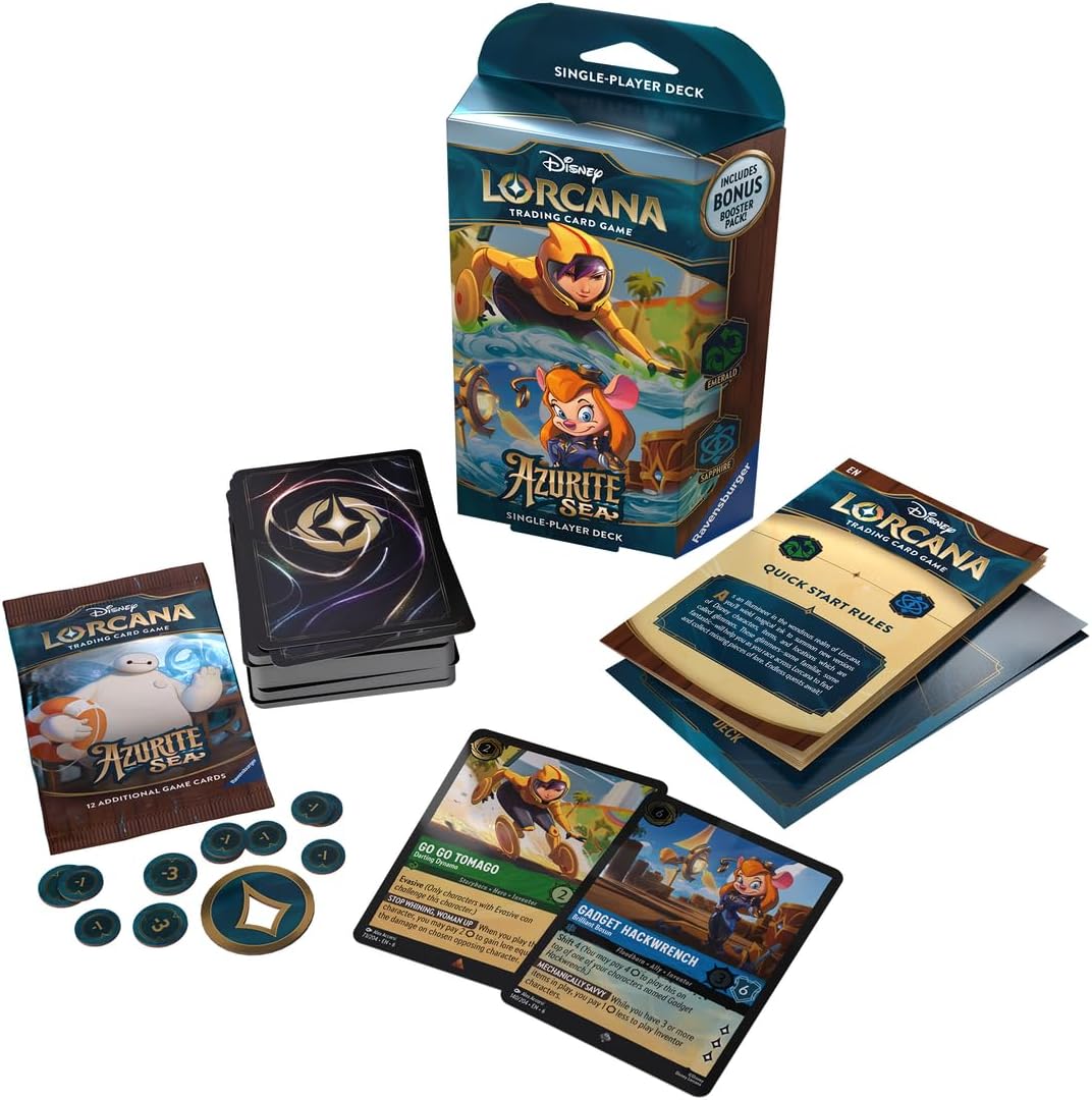 Ravensburger Disney Lorcana TCG: Azurite Sea - Emerald & Sapphire Single-Player Deck | Engaging Gameplay | Over 200 Original Disney Artworks | Ideal for Ages 8+