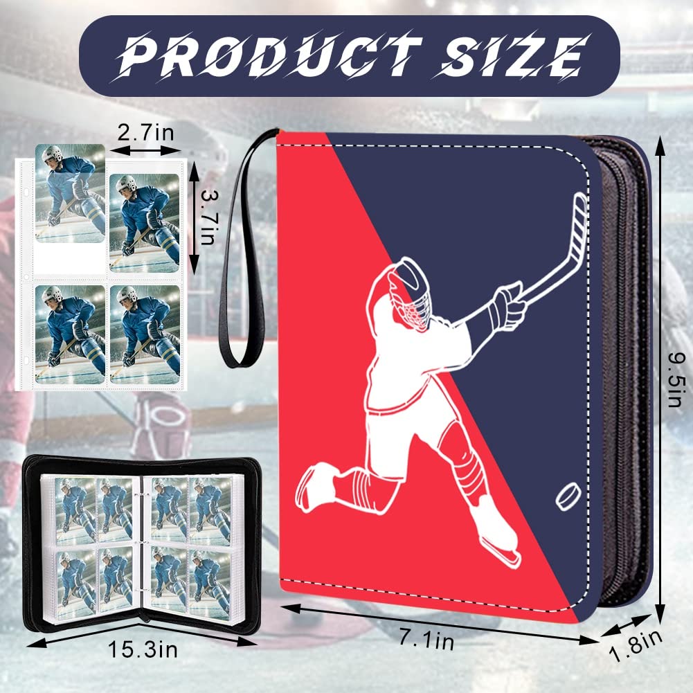 Hockey Card Binder,4-Pocket Trading Card Binder,400 Pockets Double Sided Pockets Trading Card Binder, for Hockey Cards and Display Storage Collection