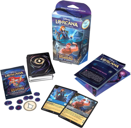 Ravensburger Disney Lorcana TCG: Ursula's Return - Sapphire & Steel Single-Player Starter Deck | Engaging Gameplay | Over 200 Original Disney Artworks | Ideal for Ages 8+