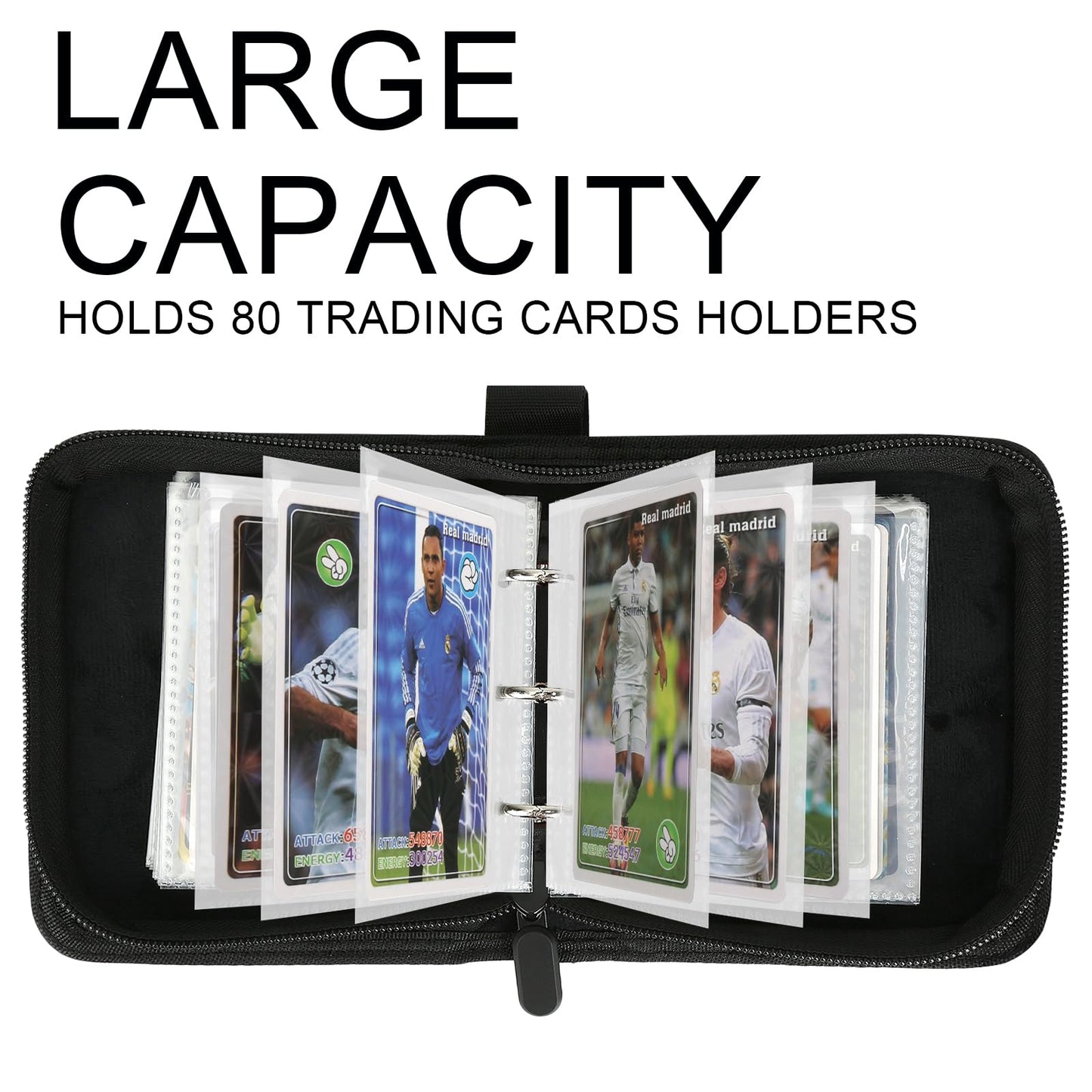 9 Pocket Card Binder, Premium Zip Trading Card Binder, 720 Double Sided Pocket PU Collection Binder, Collector Album, Card Folder for MTG, TCG, Sports Cards, (Black)