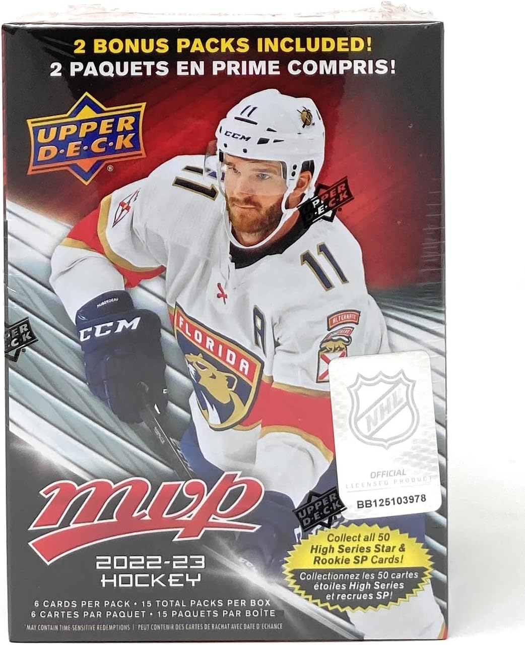 NHL Upper Deck 2022-23 MVP Hockey Trading Card BLASTER Box [15 Packs, Blaster-Exclusive Gold Script Parallels]