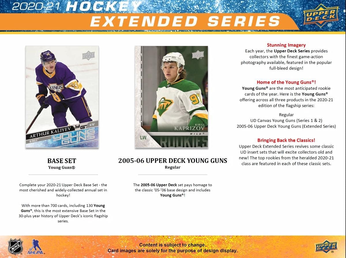 2020/21 Upper Deck Extended Series NHL Hockey Blaster Box - 7 Packs per Box - 8 Cards per Pack - Collect Young Guns Rookie Cards