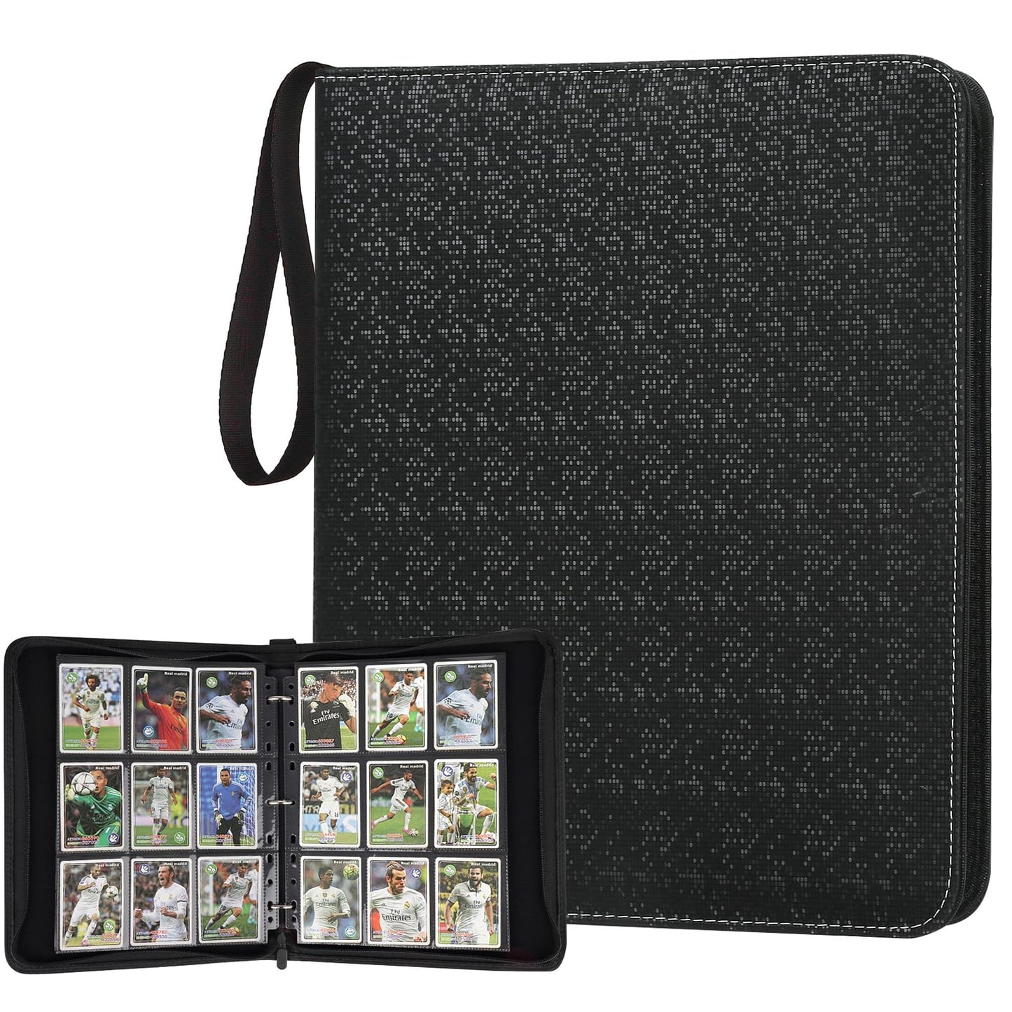 9 Pocket Card Binder, Premium Zip Trading Card Binder, 720 Double Sided Pocket PU Collection Binder, Collector Album, Card Folder for MTG, TCG, Sports Cards, (Black)