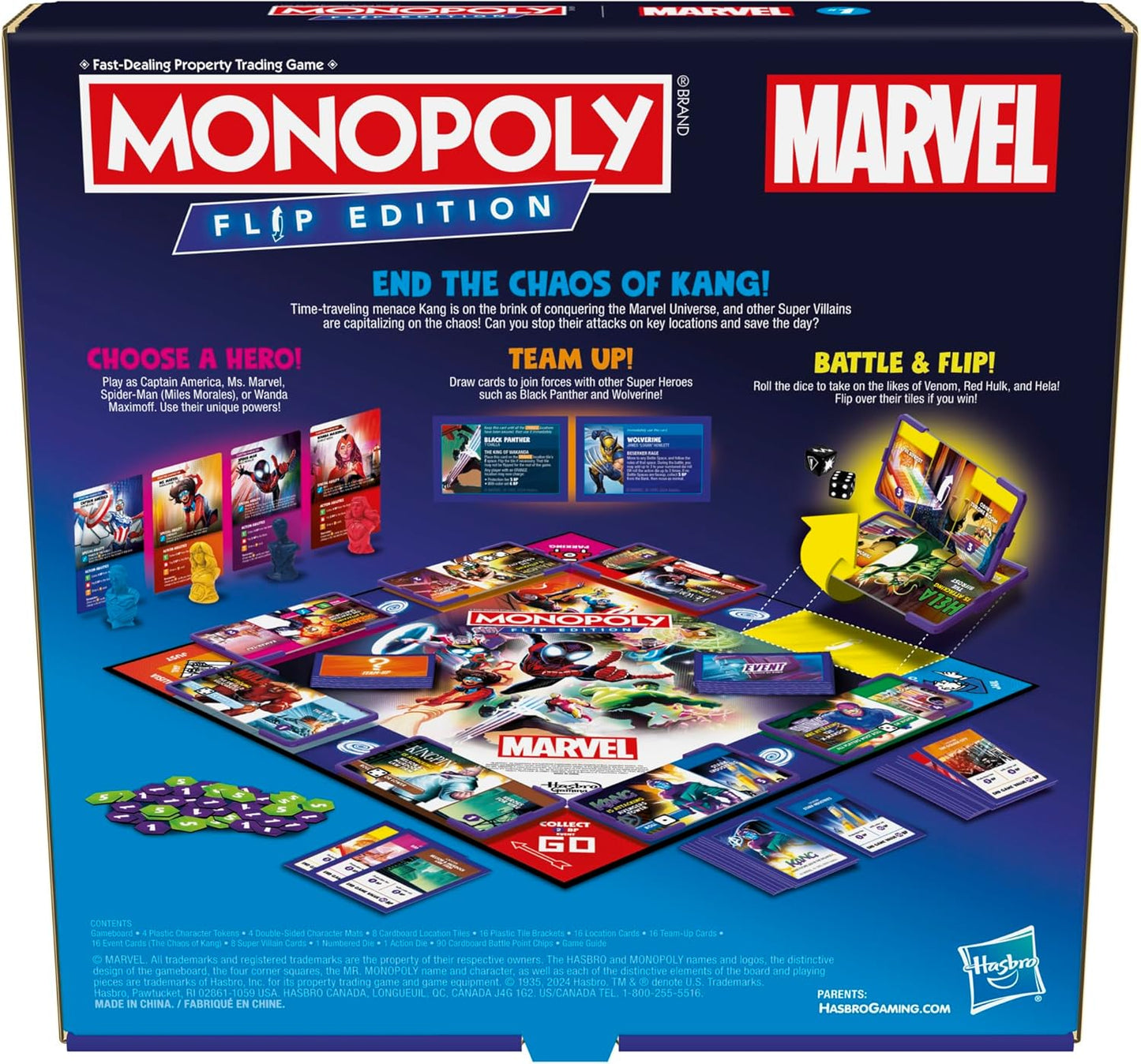 Monopoly Flip Edition: Marvel Board Game | Ages 8 and Up | 2 to 4 Players | Family Board Games for Kids, Teens, and Adults