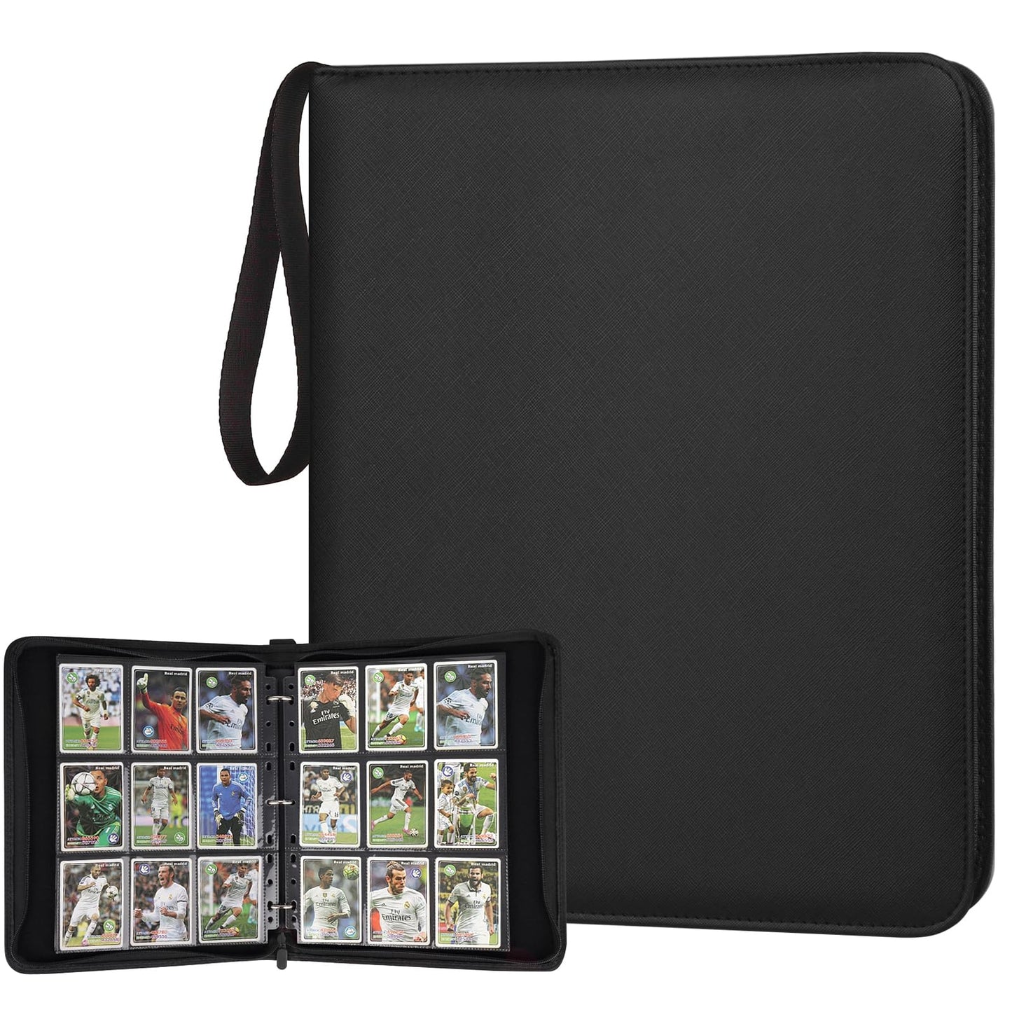 9 Pocket Card Binder, Premium Zip Trading Card Binder, 720 Double Sided Pocket PU Collection Binder, Collector Album, Card Folder for MTG, TCG, Sports Cards, (Black)