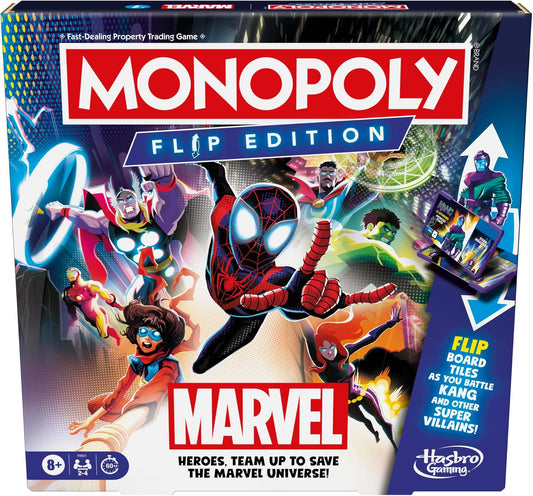 Monopoly Flip Edition: Marvel Board Game | Ages 8 and Up | 2 to 4 Players | Family Board Games for Kids, Teens, and Adults