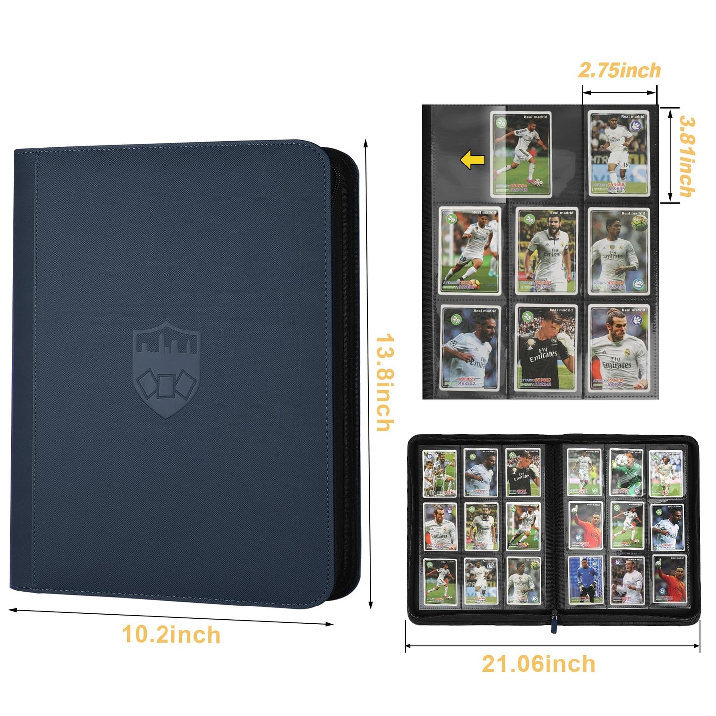 9 Pocket Card Binder, Premium Zip Trading Card Binder, 720 Double Sided Pocket PU Collection Binder, Collector Album, Card Folder for MTG, TCG, Sports Cards, (Black)