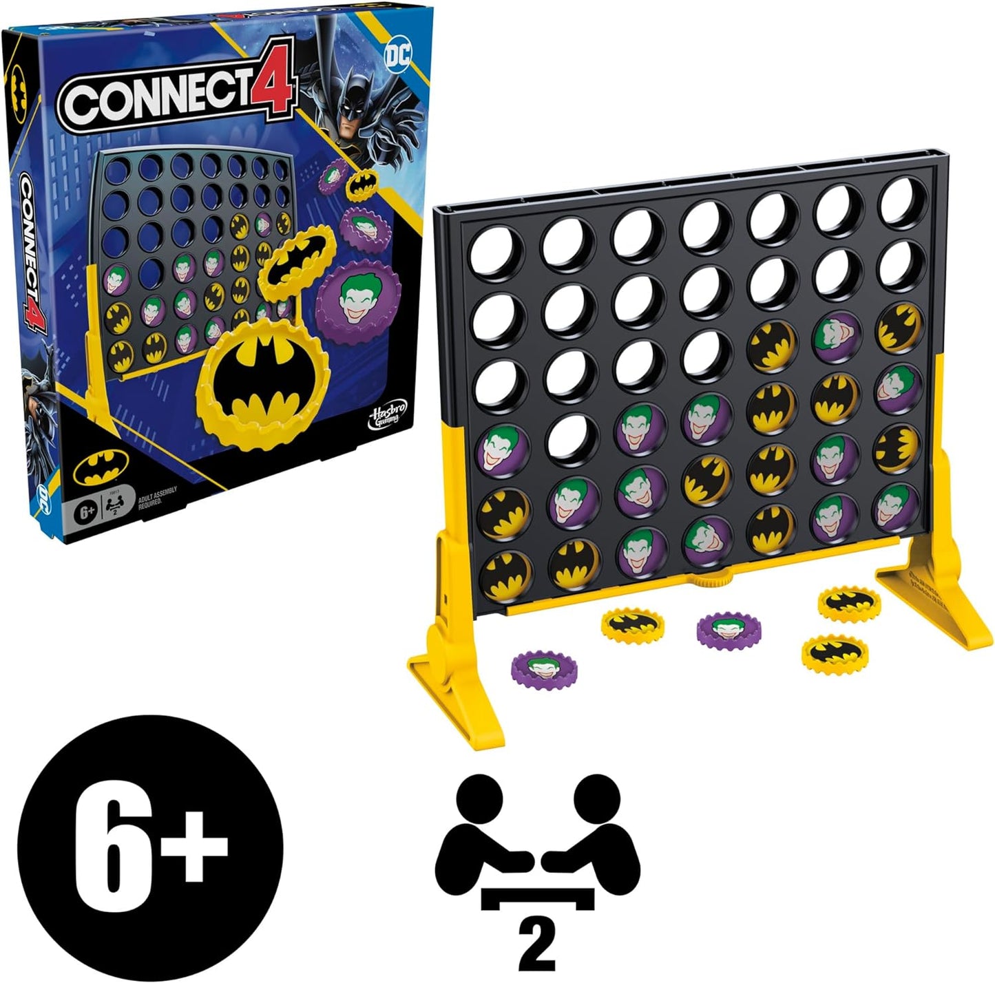 Connect 4 Batman Game | Batman-Themed 4 in a Row Game | Ages 6 and Up| For 2 Players | Strategy Board Games for Kids and Families (Amazon Exclusive)