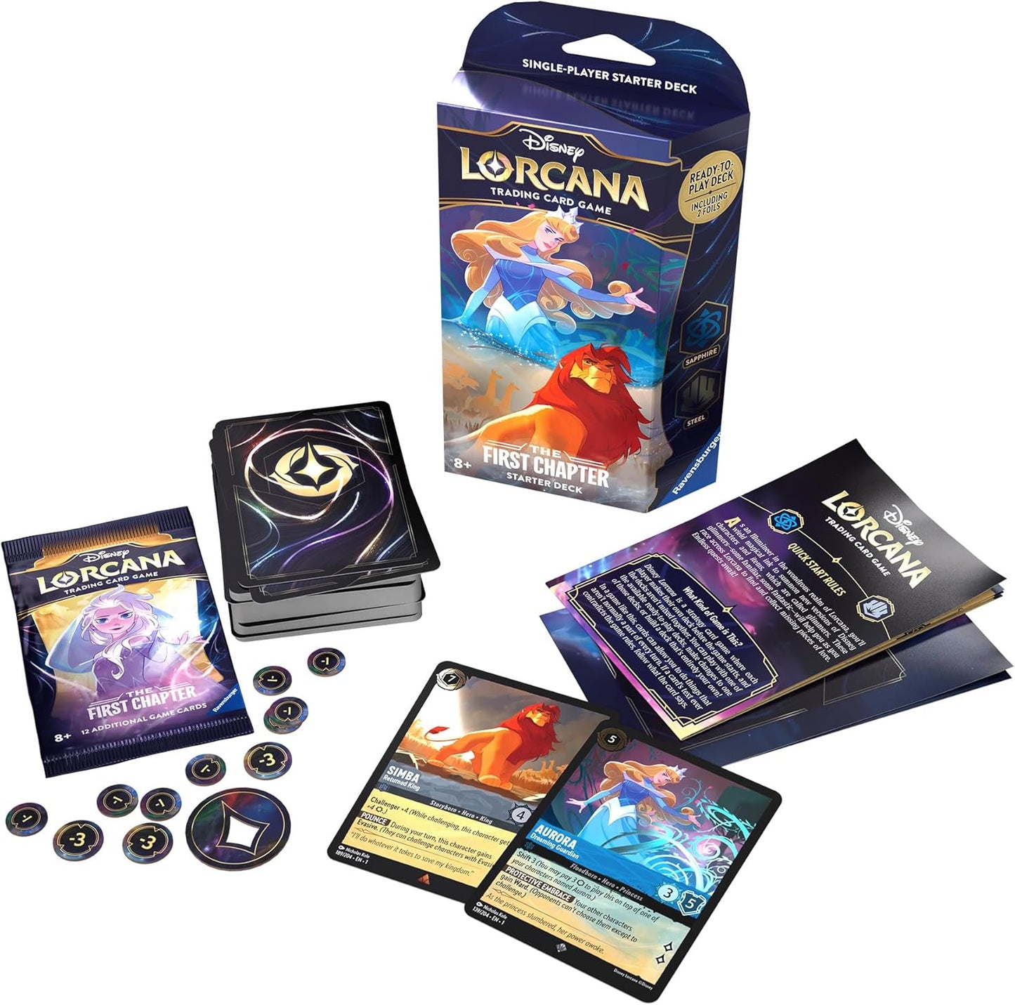 Ravensburger Disney Lorcana TCG: The First Chapter - Sapphire & Steel Single-Player Starter Deck | Engaging Gameplay | Over 200 Original Disney Artworks | Ideal for Ages 8+