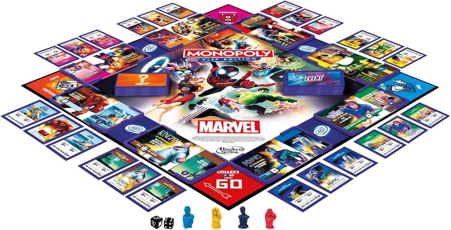 Monopoly Flip Edition: Marvel Board Game | Ages 8 and Up | 2 to 4 Players | Family Board Games for Kids, Teens, and Adults